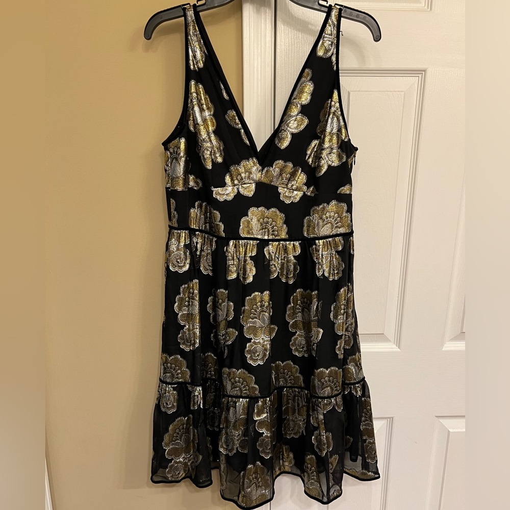 J Crew Collection Cocktail Dress NWT black and foil lined dress Size 12
